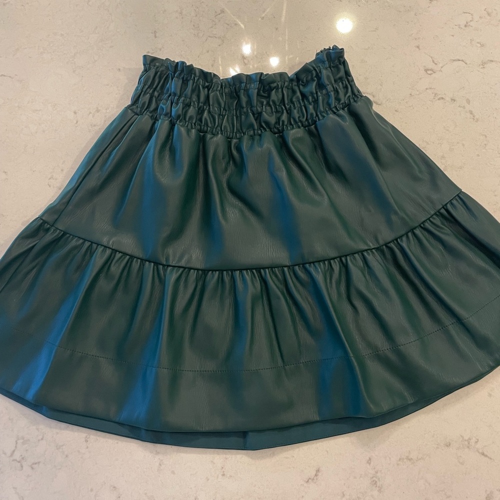 Anthropologie Somerset Mini Skirt - green leather